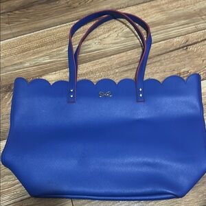 Blue Tote Bag with Scalloped Edge